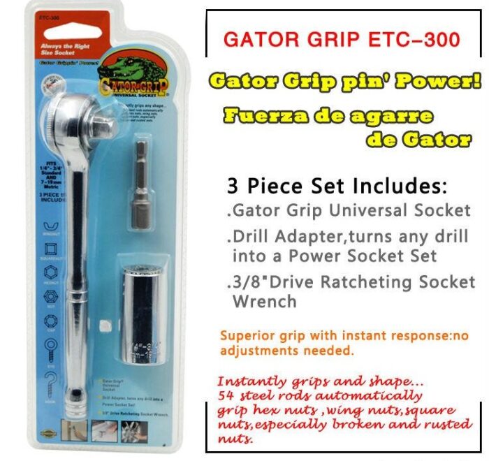 Gator-Grip-Universal-Socket-Wrench-Power-Drill-Adapter-3-Piece-Set-Tool-3