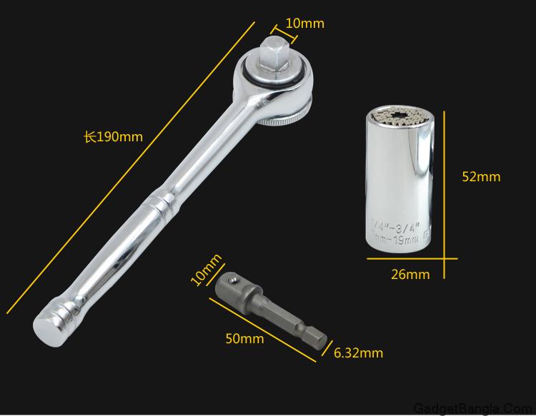 Gator-Grip-Universal-Socket-Wrench-Power-Drill-Adapter-3-Piece-Set-Tool-7